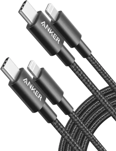Anker New Nylon USB C to Lightning Cable, Apple MFi Certified for iPhone 14 Series, and More (2, Black, 6FT)