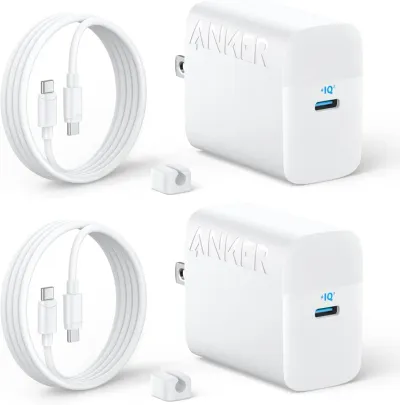 Anker 45W USB C Charger Block, PPS Fast Charger with USB-C Cable for iPhone 17/16 and More Series, iPad, Galaxy S24 Ultra (2-Pack 5 ft Cable Included)