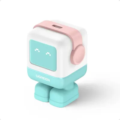 UGREEN Uno 30W USB C Charger Block, Compact Nexode Robot GaN Fast Charger for iPhone 17/16/15/14, Galaxy S25/S24/S23, Pixel 10/9/8/7, MacBook Air, iPad Pro (Pink Blue)