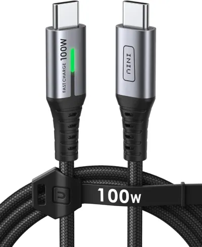 INIU USBC Cable 3.3ft, Black iPhone Cord USB C Fast Charging for iPhone 17 16 15 Pro Max Samsung S25 S24 Laptops MacBook iPad Air Switch etc.