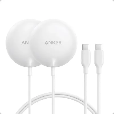 Anker Zolo Magnetic Wireless Charger, 2-Pack Qi2 Certified 15W MagSafe-Compatible Wireless Charging Pad, for iPhone 17/16/15/14/13 Series, AirPods, and More (Not for Pixel, Adapter Not Included)