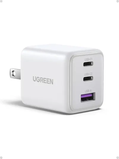 UGREEN 3-Port 30W USB C Charger, GaN II Compact iPhone Charger Fast Charging, Type C Power Adapter for iPhone 17/16/15 Series, Samsung Galaxy S25/24/23, iPad, White