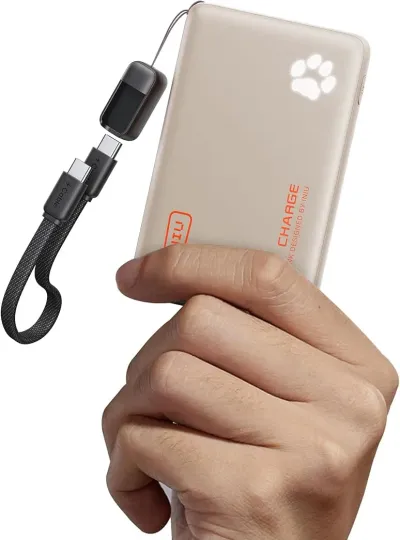 INIU Portable Charger, Ultra Slim 10000mAh 45W PD Power Bank, USB-C Fast Charging Mini Battery Pack, Travel Trip Accessories Ship Essentials for College Students Travelers Teen Boys Girls, Beige